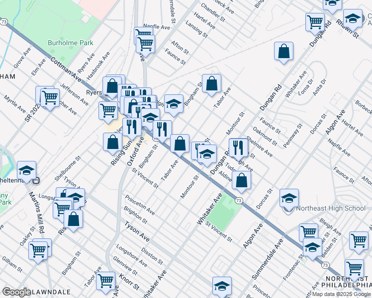 map of restaurants, bars, coffee shops, grocery stores, and more near in Philadelphia