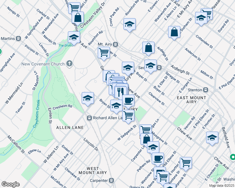 map of restaurants, bars, coffee shops, grocery stores, and more near in Philadelphia