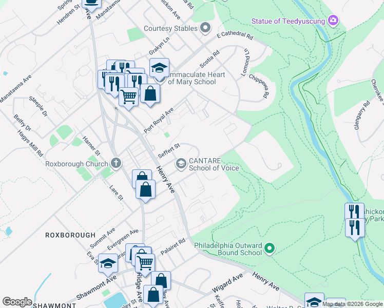 map of restaurants, bars, coffee shops, grocery stores, and more near 813 Seffert Street in Philadelphia