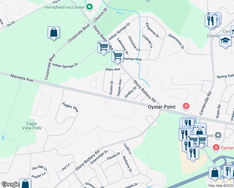 map of restaurants, bars, coffee shops, grocery stores, and more near 706 Harper Avenue in Lancaster