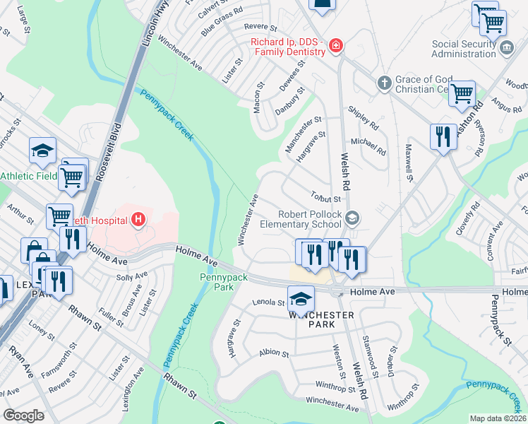 map of restaurants, bars, coffee shops, grocery stores, and more near 2712 Mower Street in Philadelphia