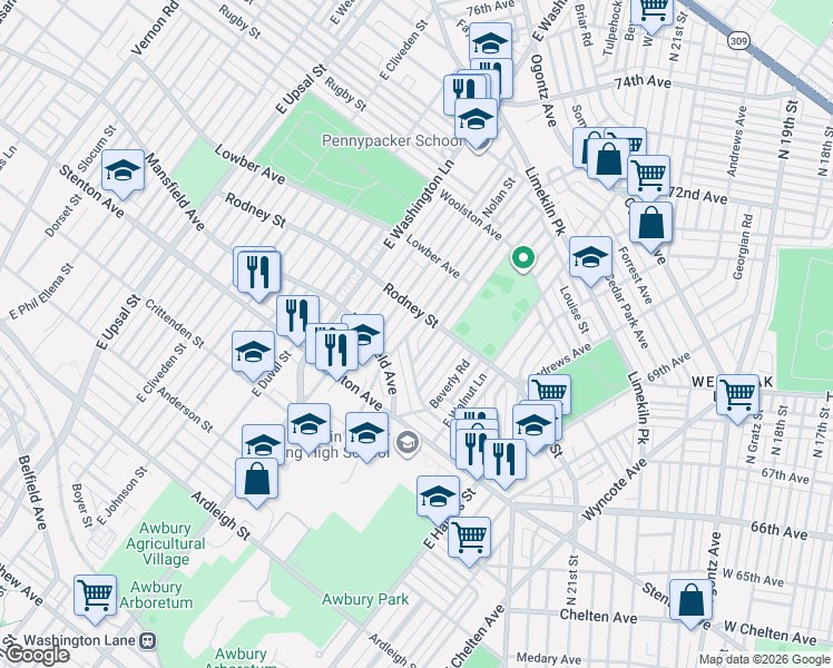 map of restaurants, bars, coffee shops, grocery stores, and more near 1538 Mohican Street in Philadelphia