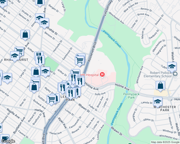 map of restaurants, bars, coffee shops, grocery stores, and more near 8229 East Roosevelt Boulevard in Philadelphia