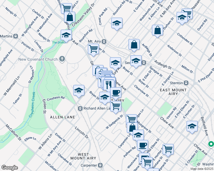 map of restaurants, bars, coffee shops, grocery stores, and more near in Philadelphia