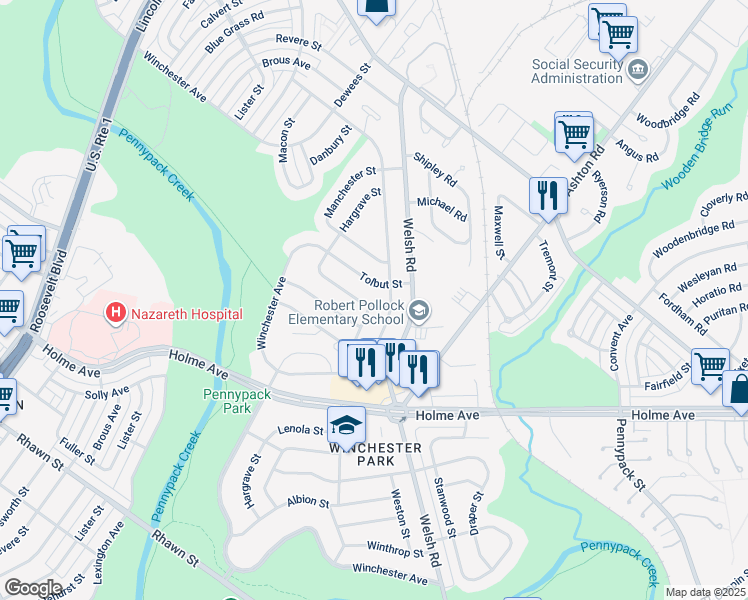 map of restaurants, bars, coffee shops, grocery stores, and more near 2757 Clayton Street in Philadelphia