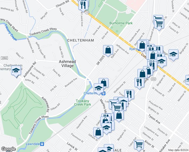 map of restaurants, bars, coffee shops, grocery stores, and more near 522 Ryers Avenue in Montgomery County