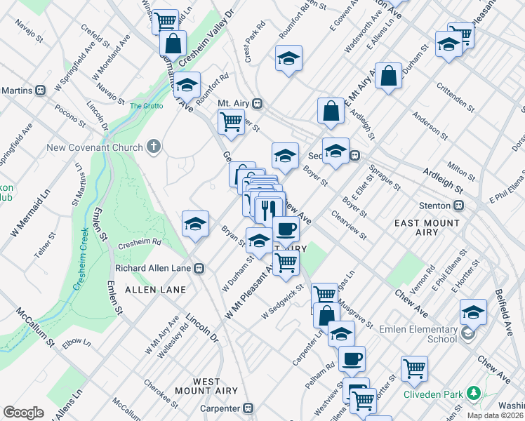 map of restaurants, bars, coffee shops, grocery stores, and more near in Philadelphia