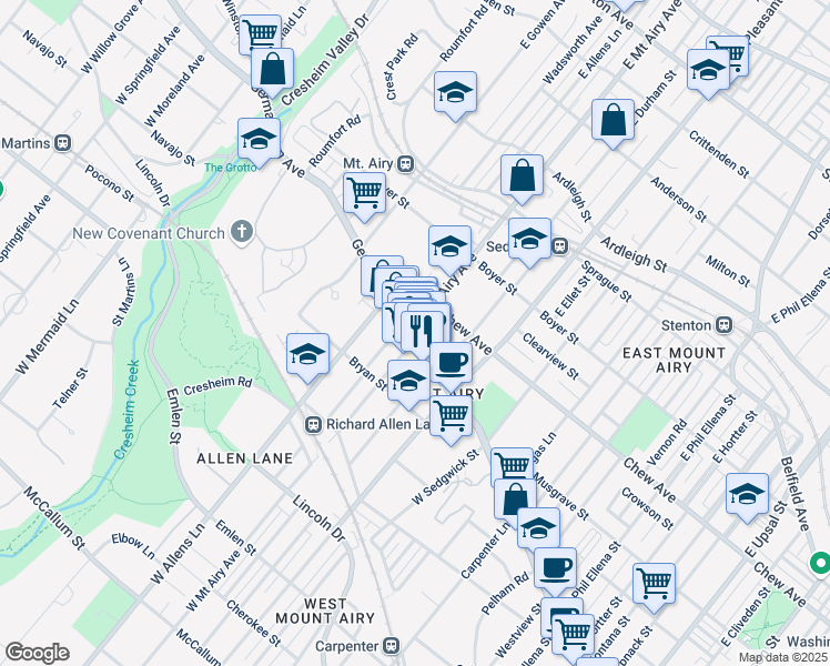 map of restaurants, bars, coffee shops, grocery stores, and more near in Philadelphia