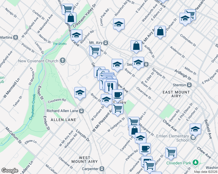 map of restaurants, bars, coffee shops, grocery stores, and more near in Philadelphia