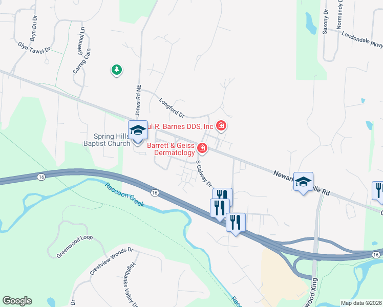 map of restaurants, bars, coffee shops, grocery stores, and more near 111 Shannon Lane in Granville