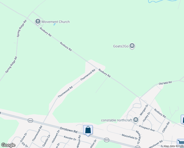 map of restaurants, bars, coffee shops, grocery stores, and more near 11334 Thornwood Road in Shippensburg