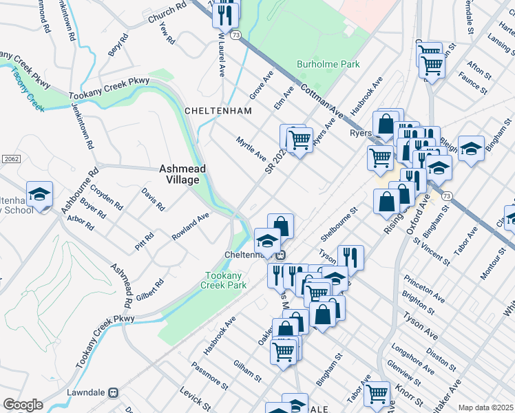 map of restaurants, bars, coffee shops, grocery stores, and more near 520 Ryers Avenue in Montgomery County