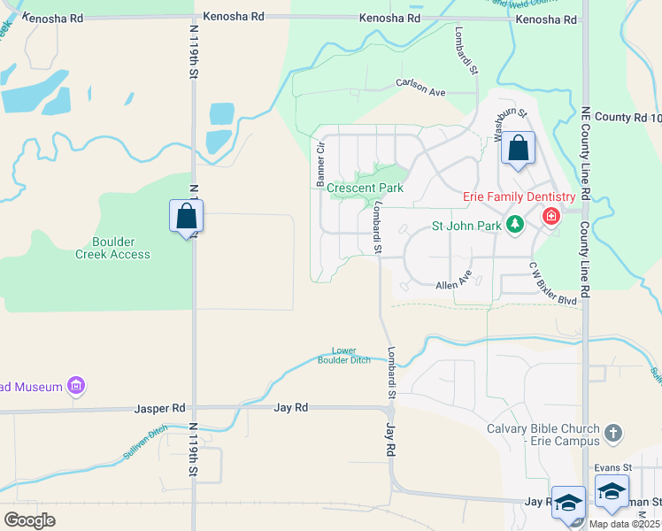 map of restaurants, bars, coffee shops, grocery stores, and more near 1127 Cooke Court in Erie