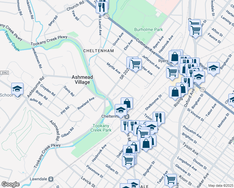 map of restaurants, bars, coffee shops, grocery stores, and more near 518 Ryers Avenue in Montgomery County