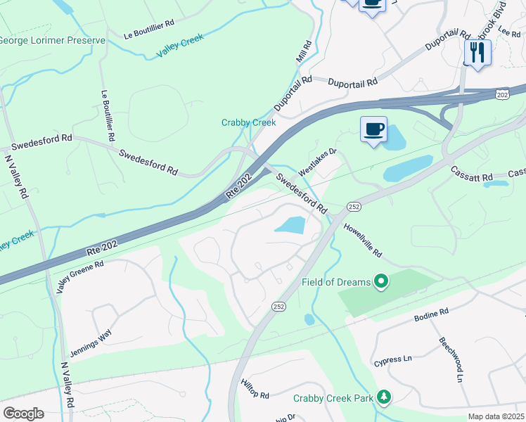 map of restaurants, bars, coffee shops, grocery stores, and more near 146 Ridgeview Circle in Berwyn