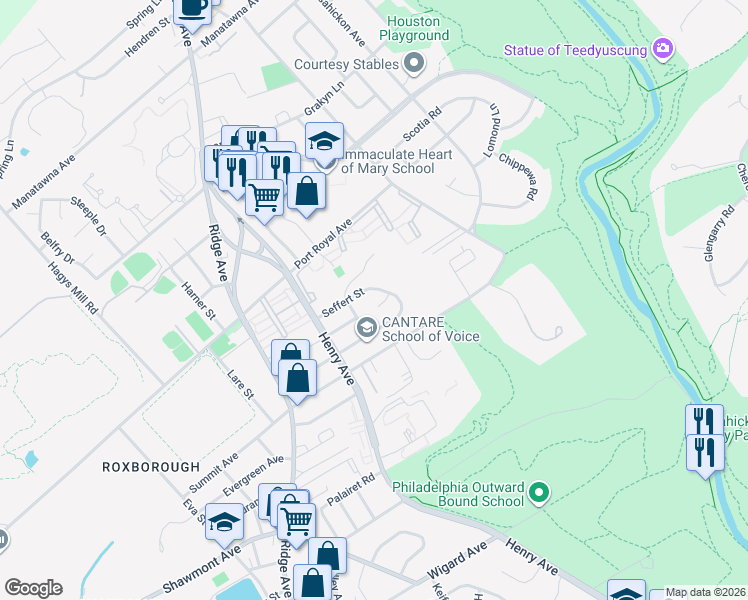 map of restaurants, bars, coffee shops, grocery stores, and more near 813 Seffert Street in Philadelphia
