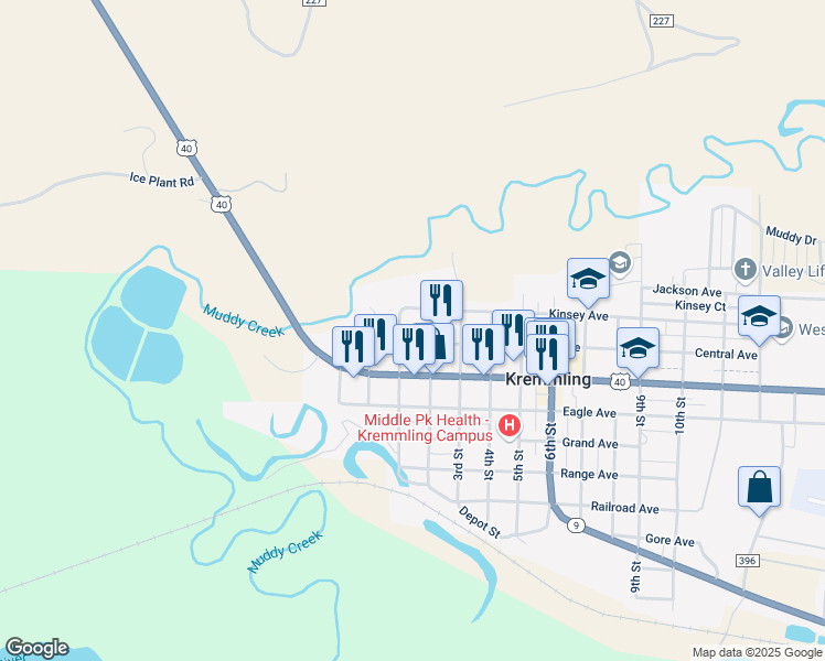 map of restaurants, bars, coffee shops, grocery stores, and more near 202-210 2nd Street in Kremmling