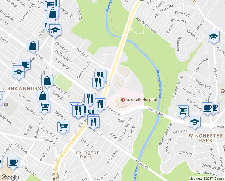 map of restaurants, bars, coffee shops, grocery stores, and more near 0 Pennsylvania 3 in Philadelphia