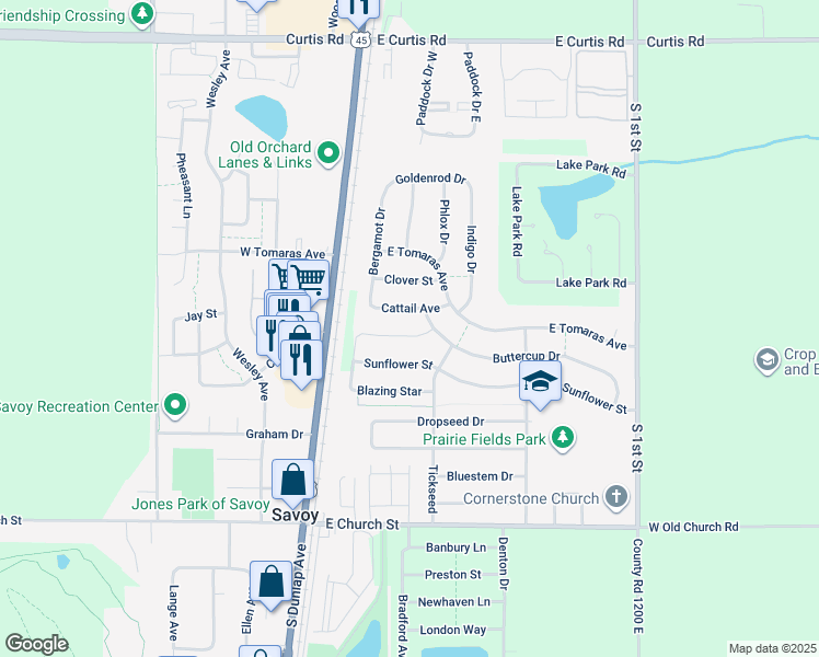 map of restaurants, bars, coffee shops, grocery stores, and more near 204 Gailardio in Savoy