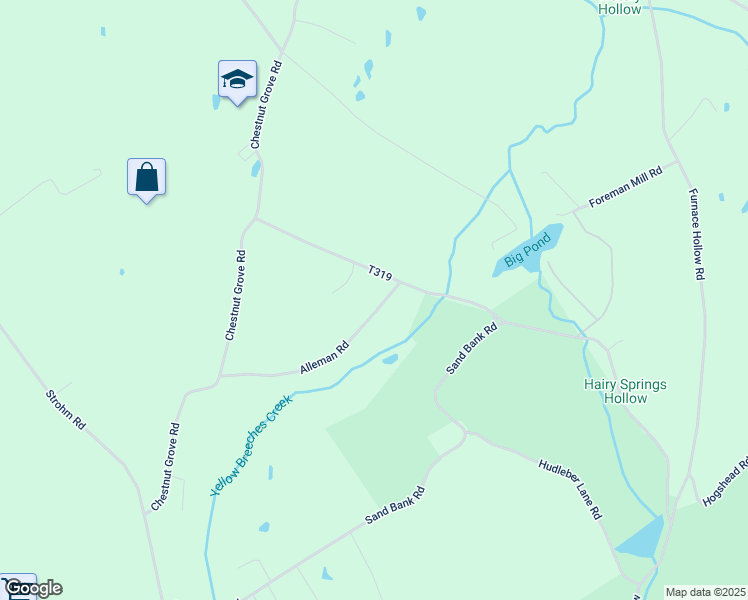 map of restaurants, bars, coffee shops, grocery stores, and more near 7 Alleman Rd in Shippensburg