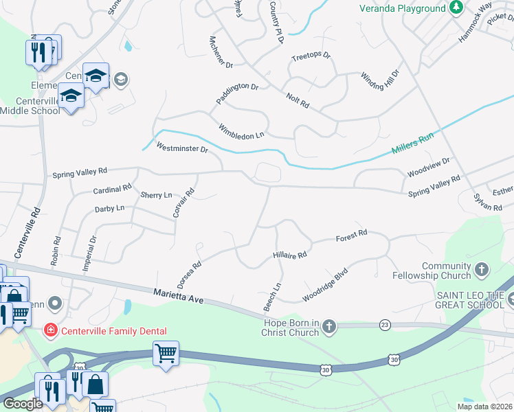 map of restaurants, bars, coffee shops, grocery stores, and more near 912 Dorsea Road in Lancaster