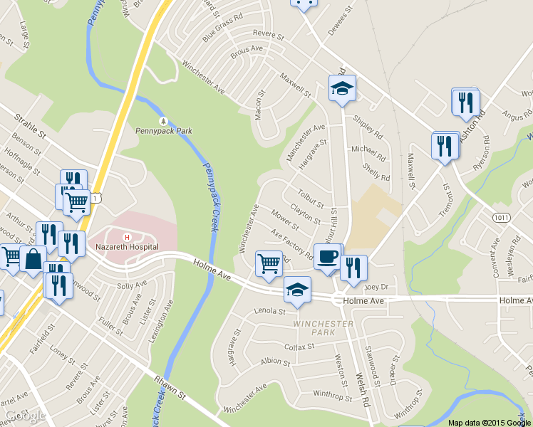 map of restaurants, bars, coffee shops, grocery stores, and more near 2712 Mower Street in Philadelphia