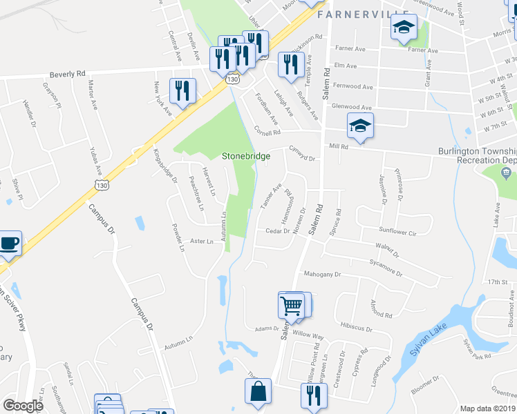 map of restaurants, bars, coffee shops, grocery stores, and more near 1318 Tanner Avenue in Burlington