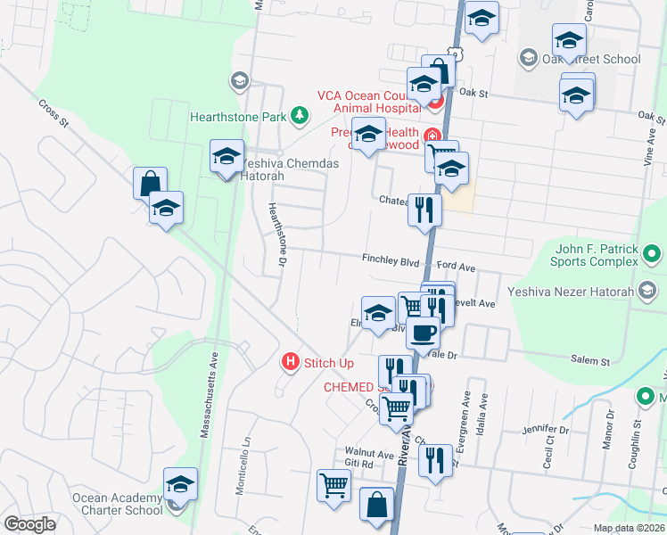 map of restaurants, bars, coffee shops, grocery stores, and more near 1005 Princewood Avenue in Lakewood