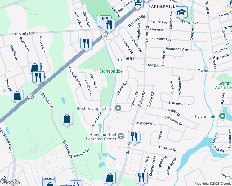 map of restaurants, bars, coffee shops, grocery stores, and more near 1318 Tanner Avenue in Burlington