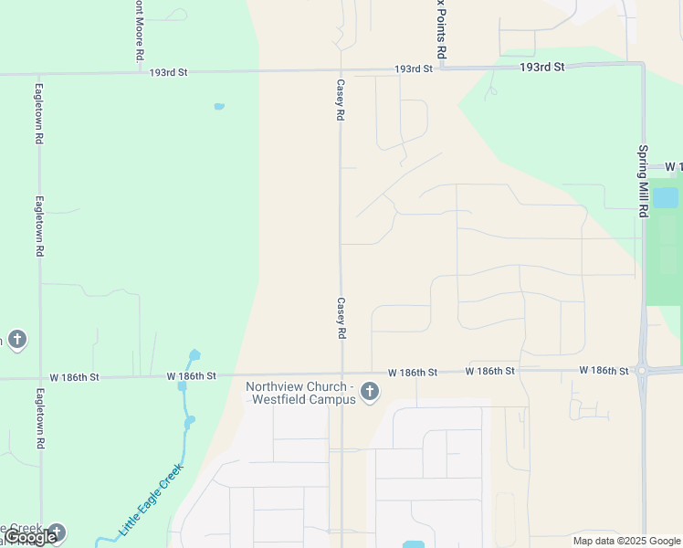 map of restaurants, bars, coffee shops, grocery stores, and more near 18601 Casey Road in Westfield