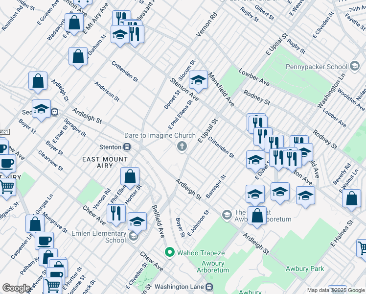 map of restaurants, bars, coffee shops, grocery stores, and more near 702 East Sharpnack Street in Philadelphia