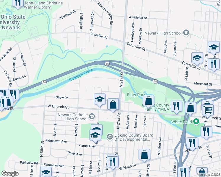 map of restaurants, bars, coffee shops, grocery stores, and more near 312 Gunnison Street in Newark