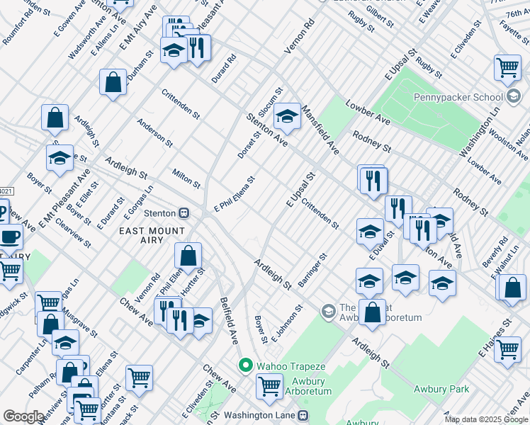 map of restaurants, bars, coffee shops, grocery stores, and more near 702 East Sharpnack Street in Philadelphia