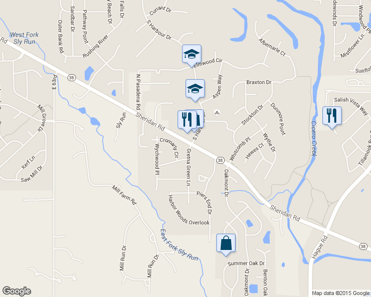 map of restaurants, bars, coffee shops, grocery stores, and more near 18755 Gretna Green Ln in Noblesville