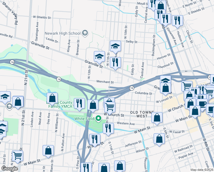 map of restaurants, bars, coffee shops, grocery stores, and more near 187 N 11th St in Newark