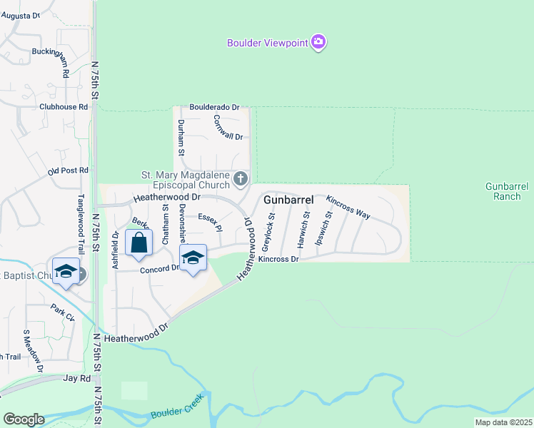 map of restaurants, bars, coffee shops, grocery stores, and more near 4725 Greylock St in Boulder