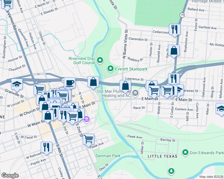 map of restaurants, bars, coffee shops, grocery stores, and more near 43 North Avenue in Newark