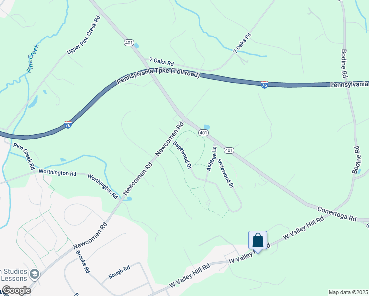 map of restaurants, bars, coffee shops, grocery stores, and more near 10 Oakbrook Court in Malvern