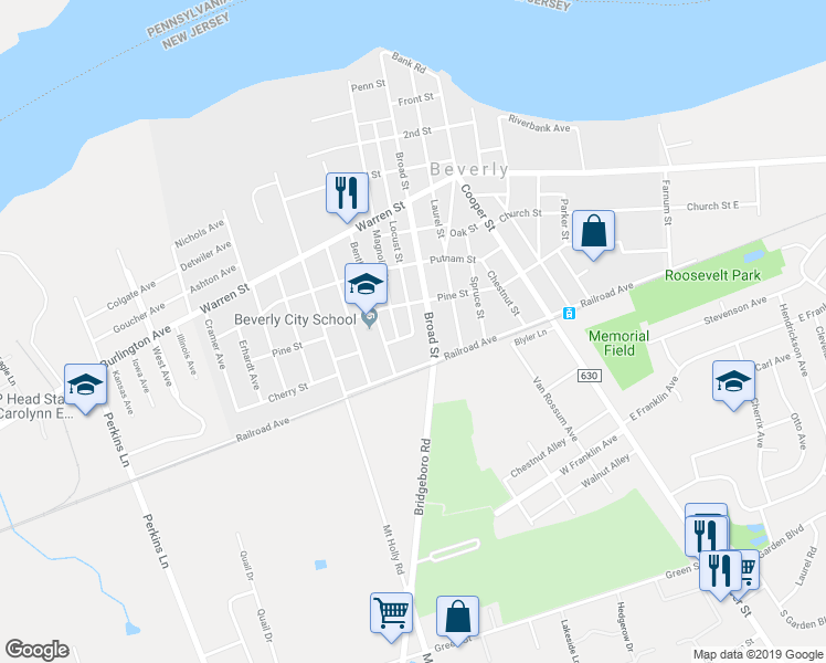 map of restaurants, bars, coffee shops, grocery stores, and more near 926 Locust Street in Beverly