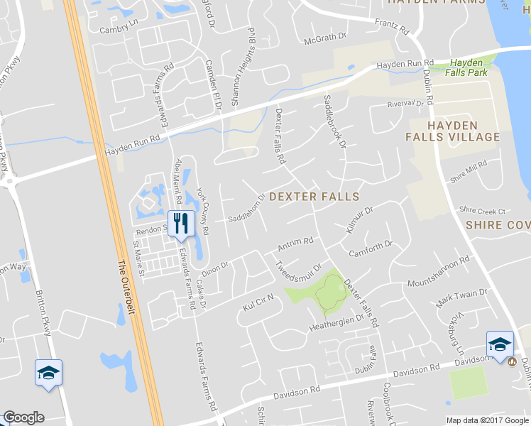 map of restaurants, bars, coffee shops, grocery stores, and more near 5244 Chaps Court in Columbus