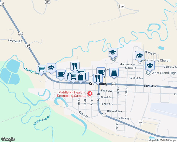 map of restaurants, bars, coffee shops, grocery stores, and more near 216 N 4th St in Kremmling