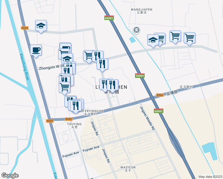 map of restaurants, bars, coffee shops, grocery stores, and more near in 