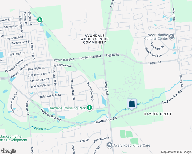 map of restaurants, bars, coffee shops, grocery stores, and more near 4997 Avery Rd in Dublin