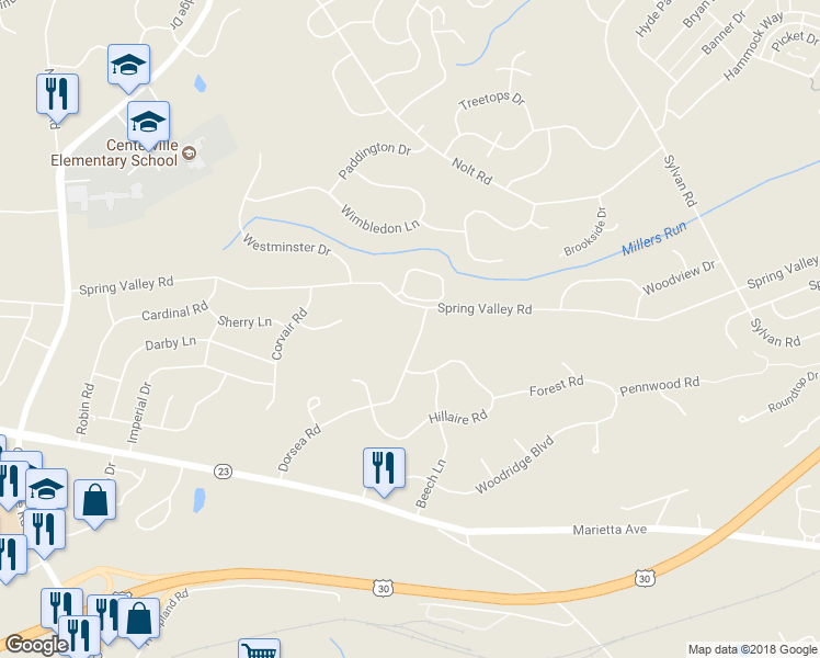 map of restaurants, bars, coffee shops, grocery stores, and more near 916 Dorsea Road in Lancaster