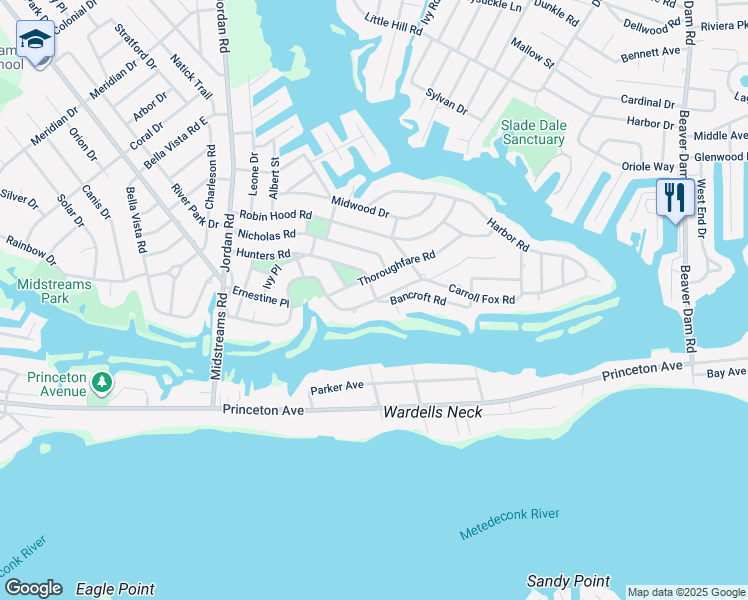 map of restaurants, bars, coffee shops, grocery stores, and more near 620 Carroll Fox Road in Brick