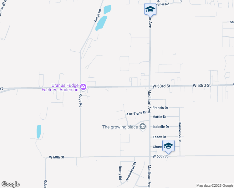 map of restaurants, bars, coffee shops, grocery stores, and more near 1216 Beaver Court in Anderson
