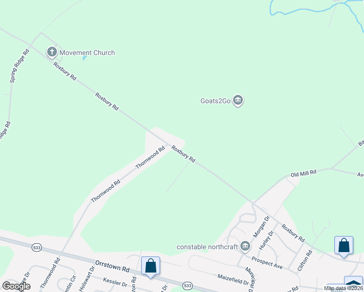 map of restaurants, bars, coffee shops, grocery stores, and more near 1487 Roxbury Road in Shippensburg