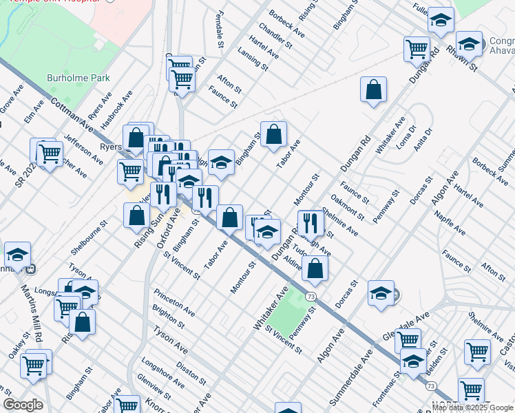 map of restaurants, bars, coffee shops, grocery stores, and more near in Philadelphia