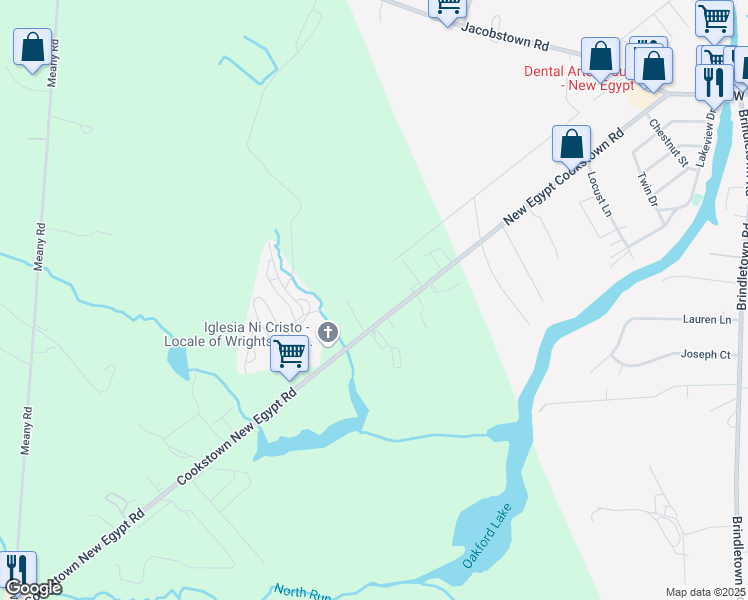 map of restaurants, bars, coffee shops, grocery stores, and more near 221 Cookstown New Egypt Road in Cookstown