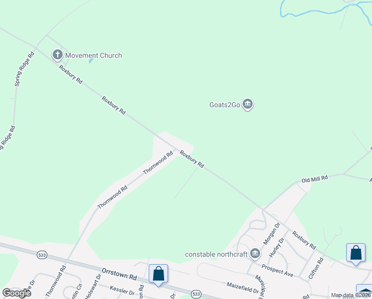 map of restaurants, bars, coffee shops, grocery stores, and more near 1487 Roxbury Road in Shippensburg